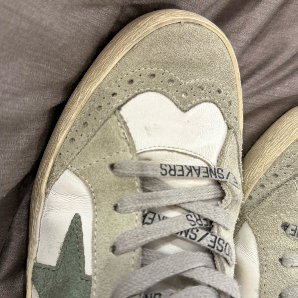 Golden Goose Mid White Leather Sneakers with Green Star size 37 - Picture 8 of 11